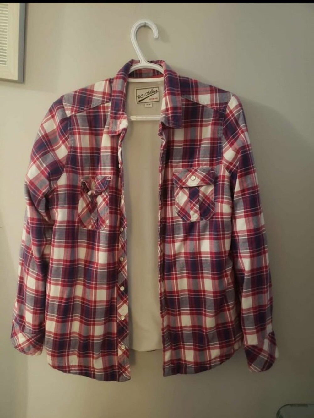 Women’s Red & Blue Plaid Utility Jacket - Lightweight Button-Up